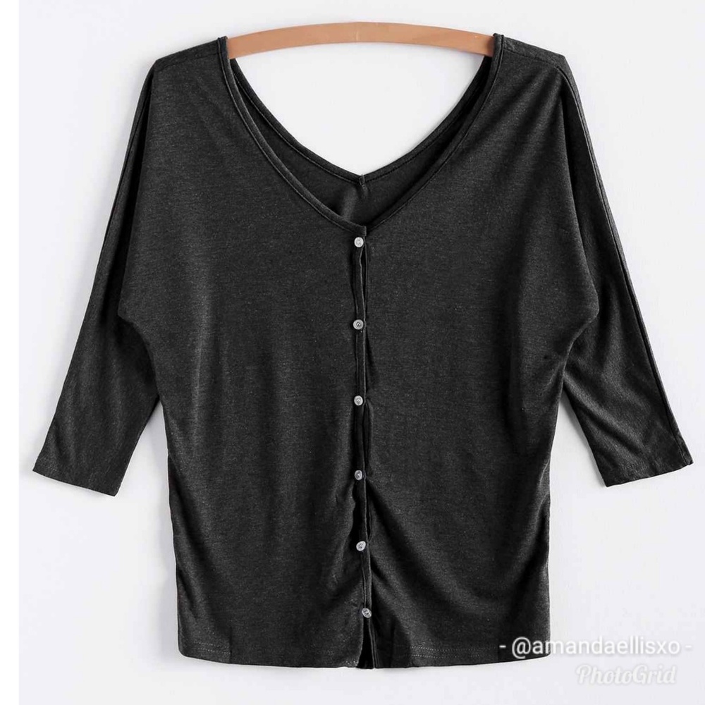 NEW!  Multiwear Button Down Back V Neck Top
